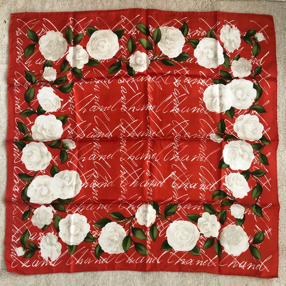 Chanel Silk Red Scarf